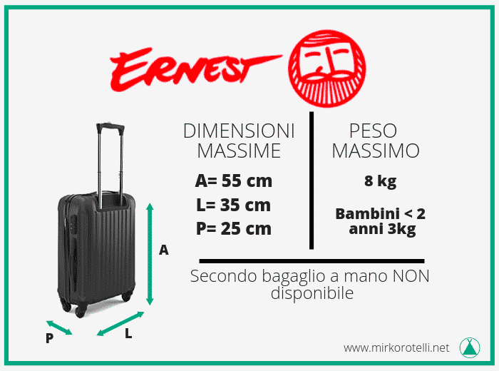 bagaglio a mano ernest airlines